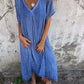 💥2025 Hot Sale 49% OFF💕Women's Loose V-neck Cotton Linen Dress