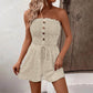 💃🌺Summer Hot Sale 60% OFF💐Women's Strapless Frill Trim Shirred Tie Front Wide Leg Tube Romper