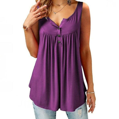 ✅HOT SALE 49% OFF🎯Comfy Loose Button Sleeveless Tank Top For Women