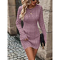💃Last Day 50% OFF❄️🖤Women's Winter Plain Round Neck Cable Knit Bodycon Sweater Dress