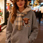 🐮 50% OFF!!🎁Cute Highland Cow Print Fleece Lined Hooded Sweatshirt 🧥 Warm Cozy Winter Hoodie