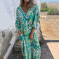 🌸Spring Specials 50% Off Free Shipping🌸Women's Bohemian V-Neck Abstract Printed Maxi Dress
