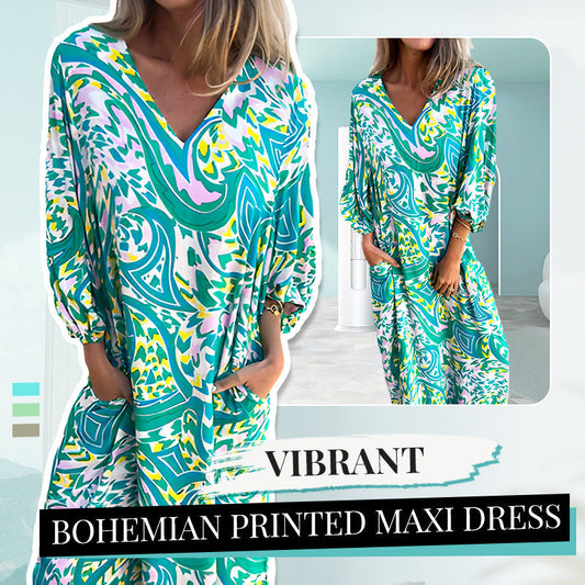 🌸Spring Specials 50% Off Free Shipping🌸Women's Bohemian V-Neck Abstract Printed Maxi Dress