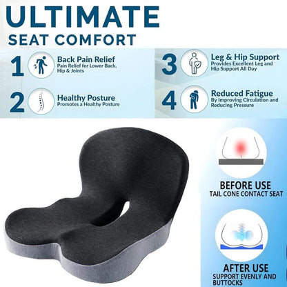 🪑 LIMITED-TIME 60% 🛡️ Non-Slip Memory Foam Seat Cushion for Car & Office – Ergonomic pain relief & breathable mesh ✨
