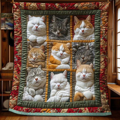 🎁LAST DAY SALE 60% OFF! 🐱💤 Cozy 9‑Panel Sleeping Cats Blanket – Ultra‑Soft Flannel, Reversible Design, Perfect for Sofa, Bed & Travel 🌙✨