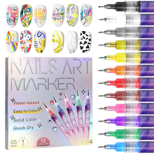 ⏰CHRISTMAS SPECIAL 50% OFF!!⏳12 Colors Nail Art Pens Set🎨💅