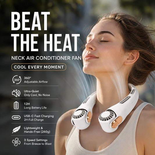 💨❄️SUMMER HOT SALE 69% OFF!🍃 Neck Air Conditioner Fan – Ultra‑quiet, 360° rotating, 3 speeds. Hands‑free cooling, long battery. Summer essential! 😎🌬️