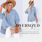 🔥Last Day Sale 50%💖Women’s Casual Gauze Button Neck Long Sleeve Blouse
