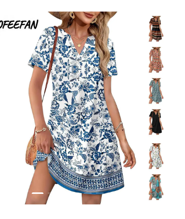 ⏰2026 Hot Sale 60% OFF💃Women's Casual V Neck Vacation Midi Dress With Pockets