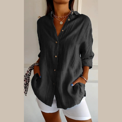 🔥Hot Sale 60% OFF🌷Classic Pleated Textured Single-Breasted Lapel Shirt for Women
