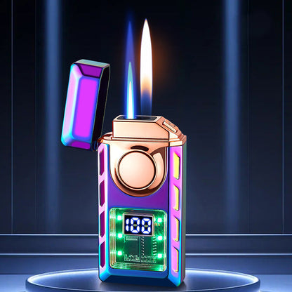 🔥Multi-Functional Dual Flame Lighter with Colored Lights