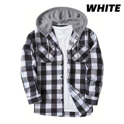 🔥New Year Sale🔥Men's Versatile Hooded Plaid Flannel Shirt