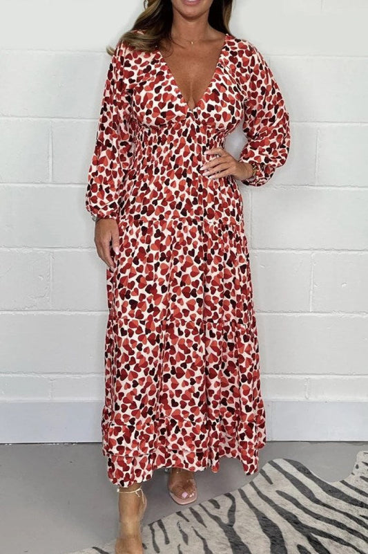💃LAST DAY SALE 60% OFF🏝️Women Printed Sexy Deep V-neck Dress