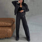 💕Hot Sale 50% OFF💖Women's Two-Piece Relaxed Fit Set - Zippered Jacket and Wide-Leg Pants