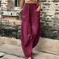 🏆LAST DAY SALE 49% OFF🔥Women's solid color pocket elastic trousers
