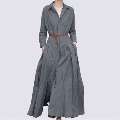 🎀Hot Sale 49% OFF🔥Retro Super Long Solid Color Shirt Dress