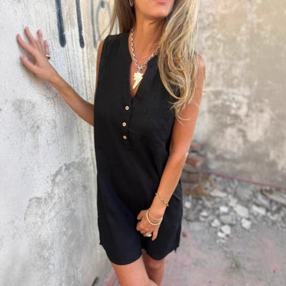 💖Big price reduction! 49% OFF🔥💖Women's Sleeveless Button Pocket V-Neck Dress