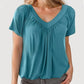 🔥Summer Hot Sale 49% OFF✨Women's Casual Pleated V-Neck Short-Sleeve Top