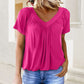 🔥Summer Hot Sale 49% OFF✨Women's Casual Pleated V-Neck Short-Sleeve Top