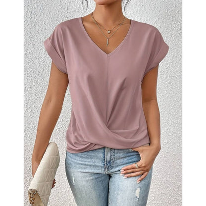 🔥LAST DAY SALE 49% OFF💷Best Price👚Casual Short Sleeve Elegant V-neck Twist Tee