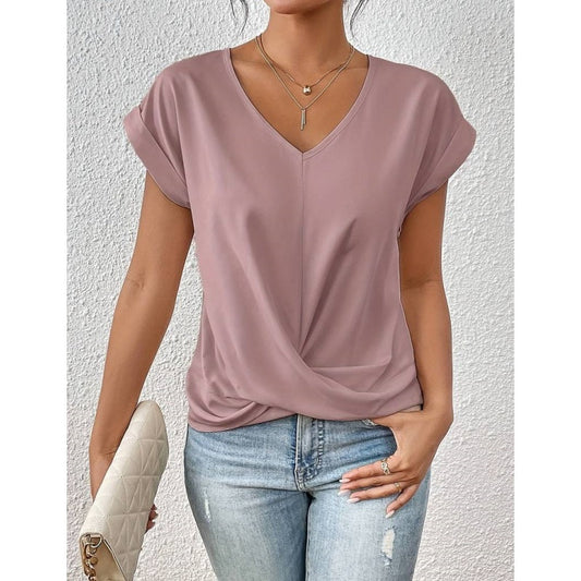 🔥LAST DAY SALE 49% OFF💷Best Price👚Casual Short Sleeve Elegant V-neck Twist Tee