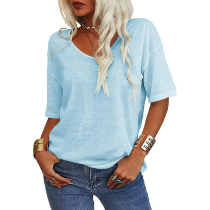 🔥Last Day 60% OFF🔥Women's Solid Color V-Neck T-shirt - 12 COLORS