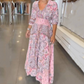 🔥Hot Sale 49% OFF🥰 Women’s Elegant Floral Drawstring Long Dress
