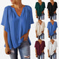 ✨Summer Hot Sale 49% OFf👗Women's Solid Color Summer Top with Batwing Sleeves and V-Neck