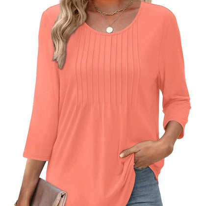 💥Summer Sale 49% OFF☀️Ruffled Round Neck Loose Fit Thin T-Shirt