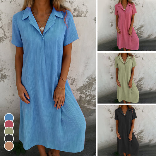 💕Last Day Promotion 49% OFF🔥Women’s Solid Color Short-Sleeve Dress⏳Free Shipping Only Today