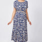 🔥2025 Summer Hot Sale 49% OFF🔥Women’s Trendy Blue Print Short Sleeve Flowy Dress with Belt