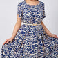 🔥2025 Summer Hot Sale 49% OFF🔥Women’s Trendy Blue Print Short Sleeve Flowy Dress with Belt