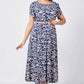 🔥2025 Summer Hot Sale 49% OFF🔥Women’s Trendy Blue Print Short Sleeve Flowy Dress with Belt