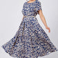 🔥2025 Summer Hot Sale 49% OFF🔥Women’s Trendy Blue Print Short Sleeve Flowy Dress with Belt