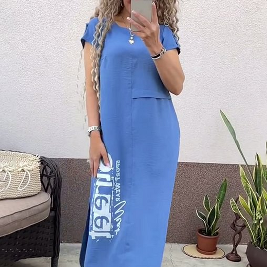 🌿Short Sleeve Side Slit Dress | Women's Loose Summer Essential💘Free Shipping