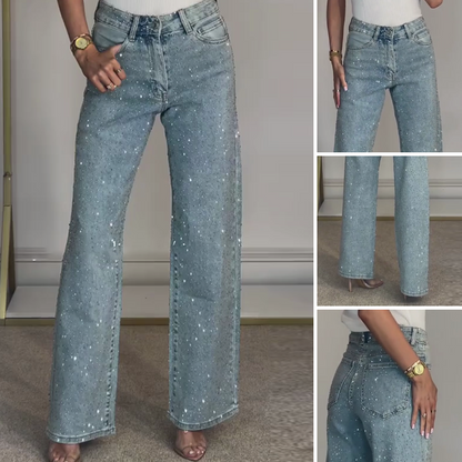 ✨ 60% OFF! 💎 RHINESTONE JEANS - Straight Leg & Stretch Fit, Embellished Detailing for a Chic Look, Versatile for Day to Night Style 🌟👖