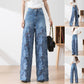 🔥BIG SALE💷Best Price 49% OFF🔥Women's High-Waisted Blue Denim Wide-Leg Pants with Cut-Out Lace Panels