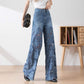 🔥BIG SALE💷Best Price 49% OFF🔥Women's High-Waisted Blue Denim Wide-Leg Pants with Cut-Out Lace Panels