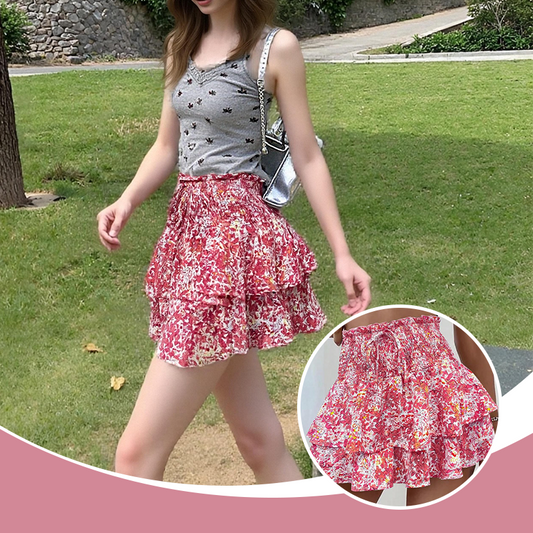 💥SUMMER HOT SALE 49% OFF💥Lightweight Slimming Floral Ruffle Tiered Skirt