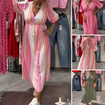 🏖️Summer Hot Sale 60% OFF!!🎀Women's V-Neck Printed Dress