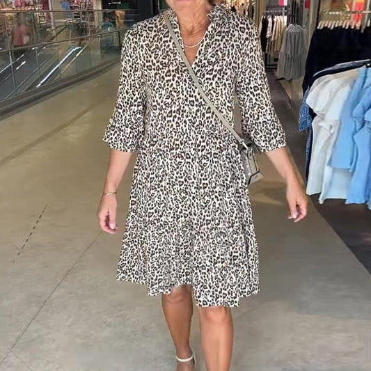 🎉 Summer Sale 50% off 🛍️Women's Trendy Leopard Print V-Neck Loose Fit Dress
