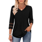 💥Last Day Special Sale 59% OFF💝2025 New Womens 3/4 Length Sleeve Tops Trendy V Neck T Shirts