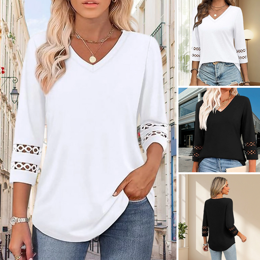 💥Last Day Special Sale 59% OFF💝2025 New Womens 3/4 Length Sleeve Tops Trendy V Neck T Shirts