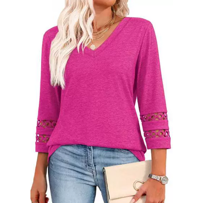 💥Last Day Special Sale 59% OFF💝2025 New Womens 3/4 Length Sleeve Tops Trendy V Neck T Shirts