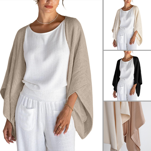 💖 Special Price 50% OFF Last 3 Hours!!💝Women's Linen Cardigan 3/4 Sleeve Open Front Loose Cover Ups Lightweight Shrug