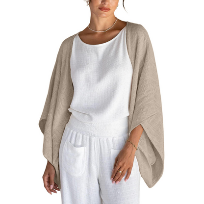 💖 Special Price 50% OFF Last 3 Hours!!💝Women's Linen Cardigan 3/4 Sleeve Open Front Loose Cover Ups Lightweight Shrug