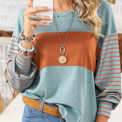 🍂Autumn New Arrival 50% OFF🔥Women’s Trendy Color Block Striped Long Sleeve T-Shirt