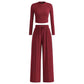 💥Christmas Sale 50% OFF👚Crop Top Straight Leg Pants 2-Piece Lounge Set ✨Cozy holiday style! Perfect for relaxing & festive gatherings🎄