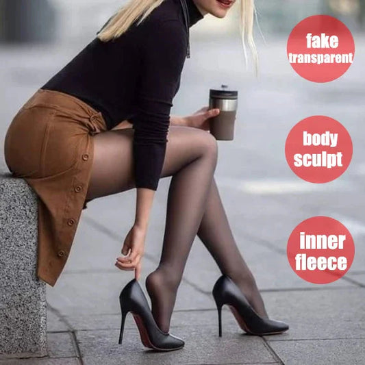 🎁Hot Sale 49% OFF⏳Flawless Legs Fake Translucent Warm Plush Lined Elastic Tights