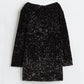 💖LAST DAY SALE 60% OFF✨Long Sleeve Loose Sequined Tie-back Dress